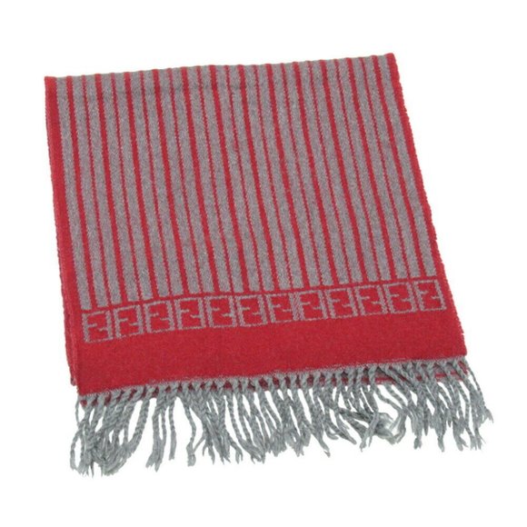 FENDI Muffler Stripe Gray Gray Authentic USED - Picture 1 of 7